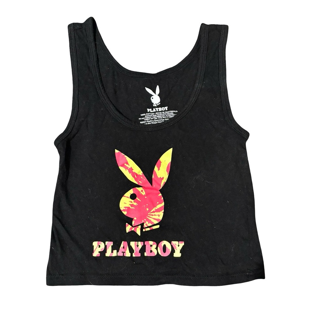 ⭐️Playboy Cropped Black Tank Top Size Small